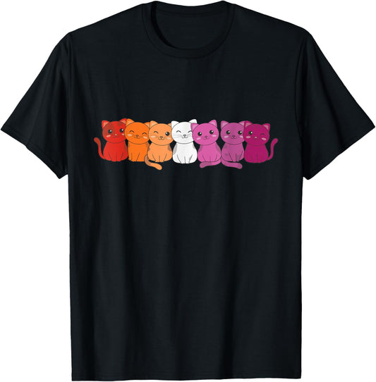 Lesbian Flag Gay Pride LGBTQ Cats cute lesbian cat T-Shirt