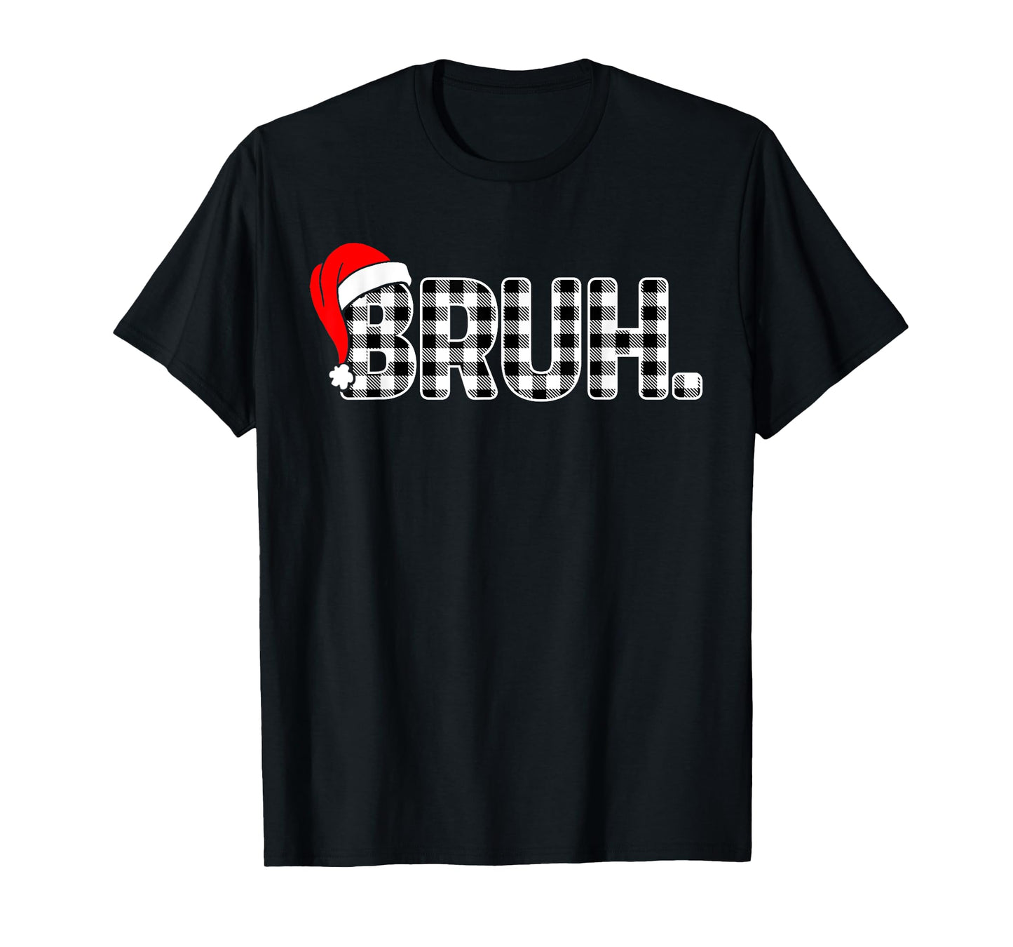Bruh Funny Christmas Plaid Teens Boys Kids Xmas Pajamas T-Shirt