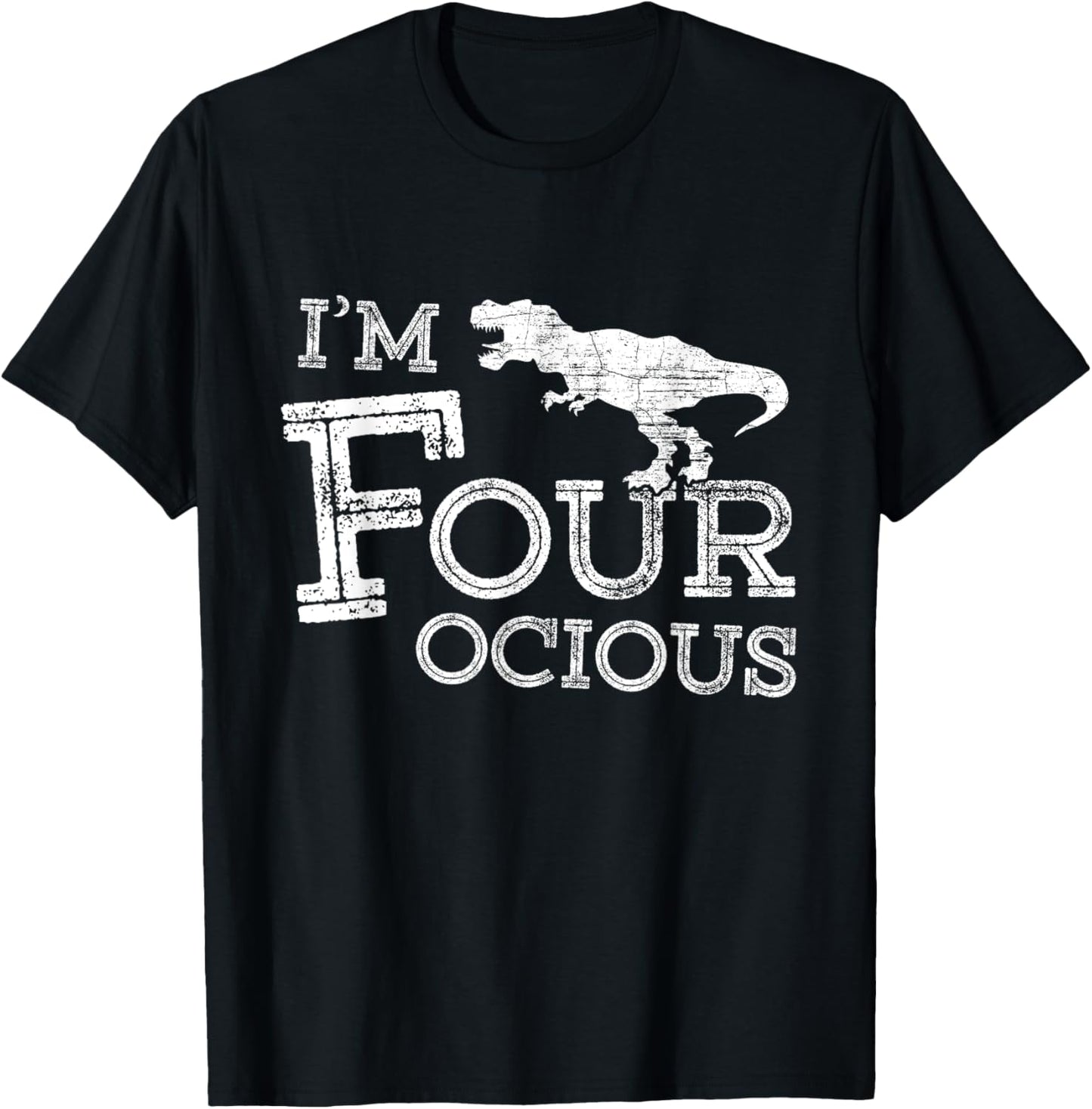 4th Birthday 4 Year Old Boy Four-ocious Dinosaur T-Shirt