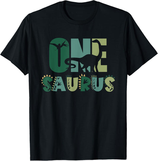 One Saurus First 1st Birthday Dinosaur Boy Toddler Kids T-Shirt