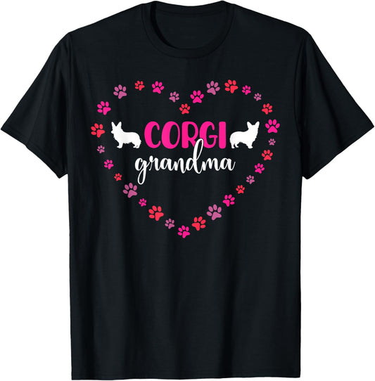 Cute Corgi Grandma Corgi Dog Owner Unisex Black Short Sleeve Modern Letter Print T-Shirt