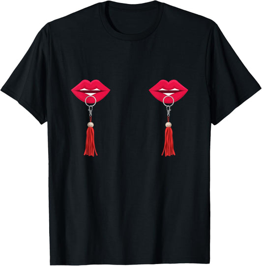 Burlesque Lips Boobs Nipple Tassel Burlesque Dancer T-Shirt