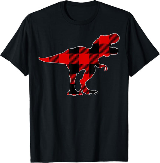 Dinosaur Red Buffalo Plaid Dinosaur Gift For Dinosaur Lovers T-Shirt