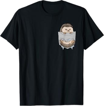 Hedgehog in the chest pocket. Funny hedgehog T-Shirt