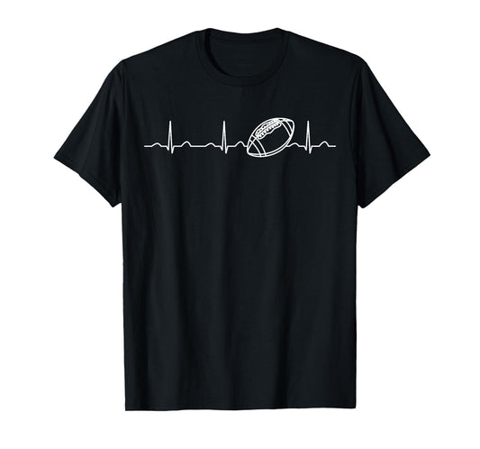 Funny Football Ball Heartbeat Clothing Fan Men Boys T-Shirt