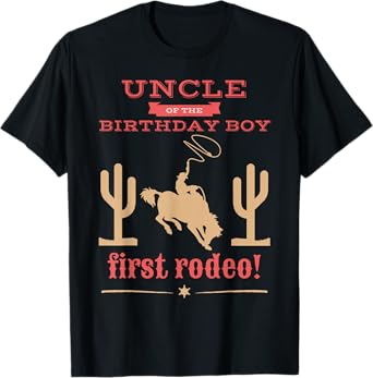 Uncle First Rodeo 1st Birthday Cowboy Family Matching T-Shirt