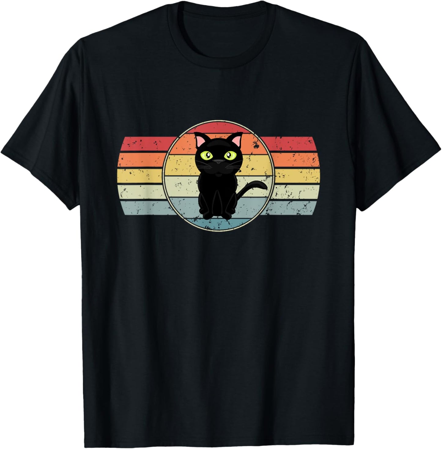 For Girls Boys Kids Men Women Vintage Black Cat Yellow Eyes T-Shirt