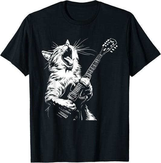 Funny Cat Playing Guitar T-Shirt