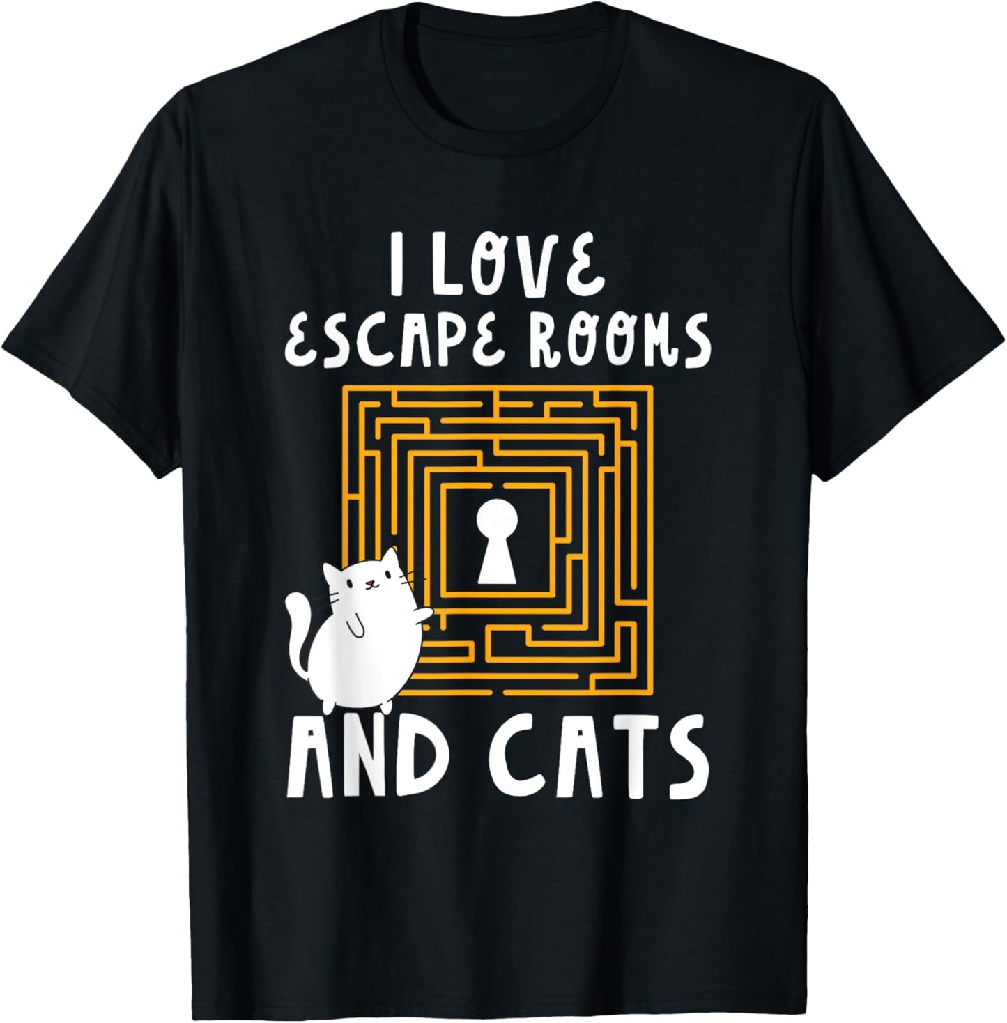 Cute I Love Escape Rooms And Cats Puzzle Game Mystery T-Shirt