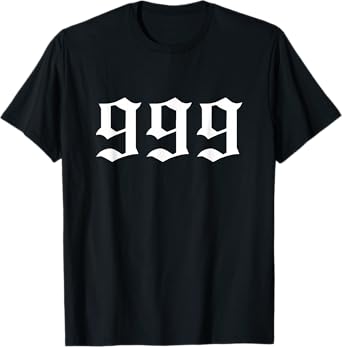 Urban Empyre 999 T-Shirt - Unisex Adults & Kids, Black, Small, Short Sleeve, Cotton 80% Polyester 20%