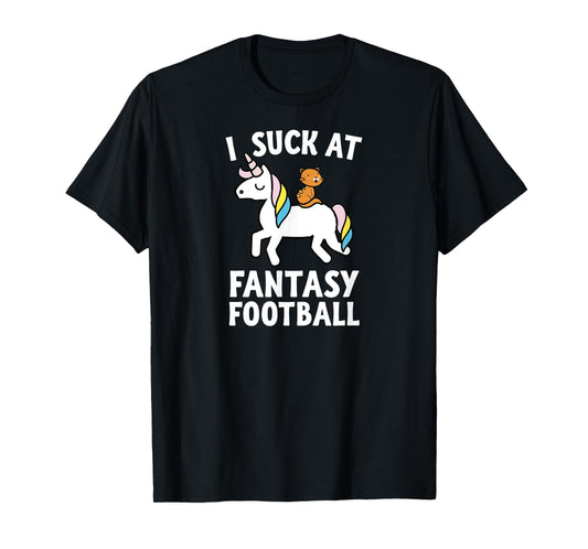 I Suck At Fantasy Football Loser Tee Shirt Men Unicorn Cat T-Shirt