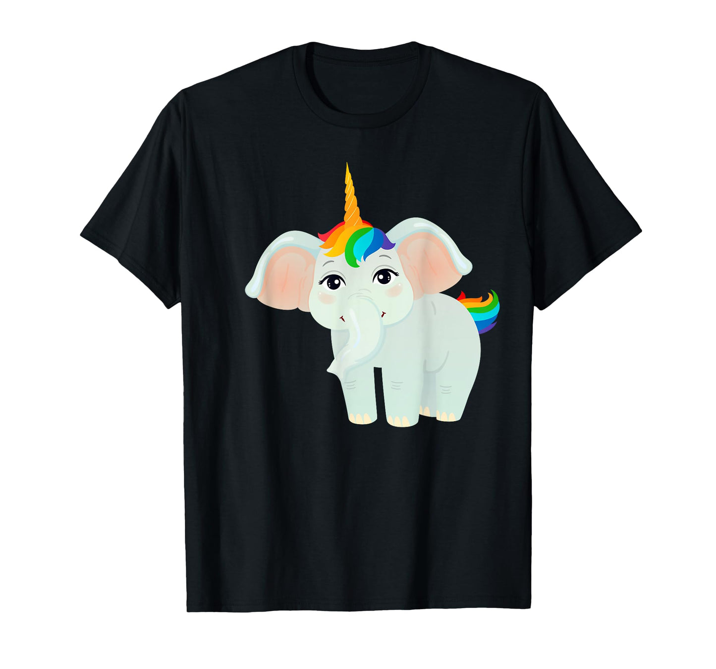 Elephant Unicorn With Rainbow Hair T-Shirt