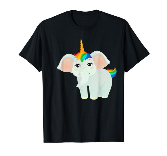 Elephant Unicorn With Rainbow Hair T-Shirt