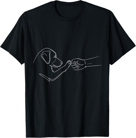 Dog And People Punch Hand Dog Man Friendship Bump Dog's Paw T-Shirt