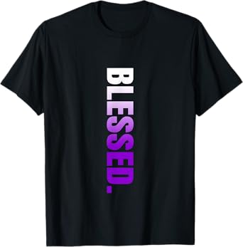 Purple Blessed. Vertical Purple Color Graphic T-Shirt
