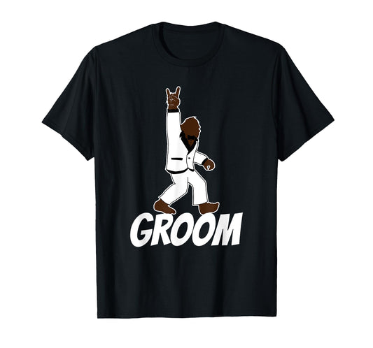 Bigfoot Rock and Roll Wedding Party Gift for Groom T-Shirt