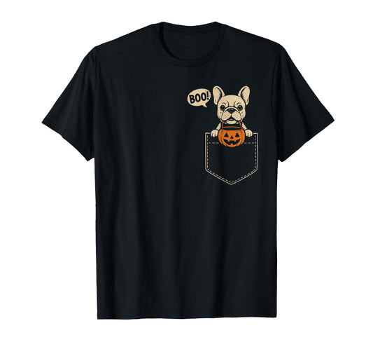 Funny French Bulldog Halloween Frenchie Dog Cute Pocket Boo T-Shirt
