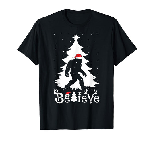 Bigfoot Christmas Gifts For Men Boys Girls Funny Christmas T-Shirt