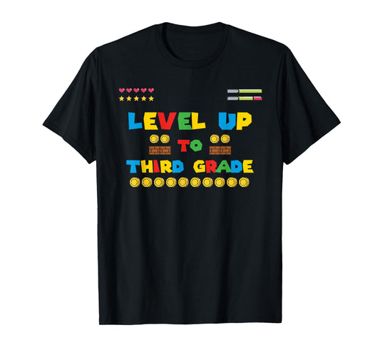 Level Up To Third Grade 3rd Kiddo Game Gaming Back to School T-Shirt