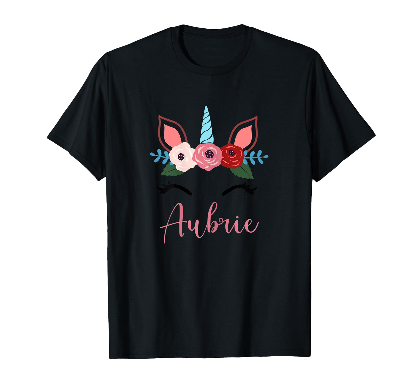 Cute Aubrie Magical Floral Unicorn For Girls T-Shirt