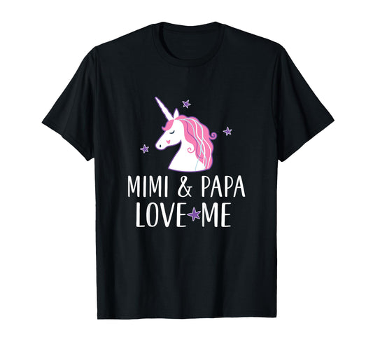 Kids Mimi and Papa Love Me Granddaughter Unicorn T-Shirt