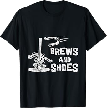 Brews And Shoes Animal Shoe Beer Drinker Horseshoe Pitching T-Shirt