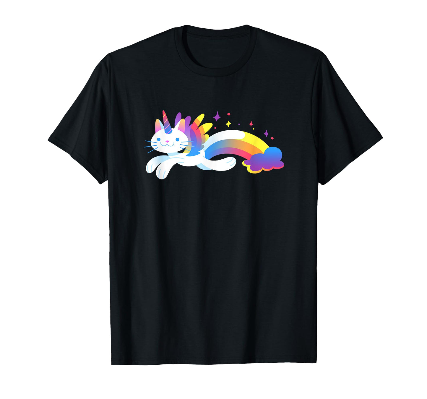 Unicorn Kitty Rainbow T-Shirt - Flying Unicat Caticorn T-Shirt for Men Women Girls Kids