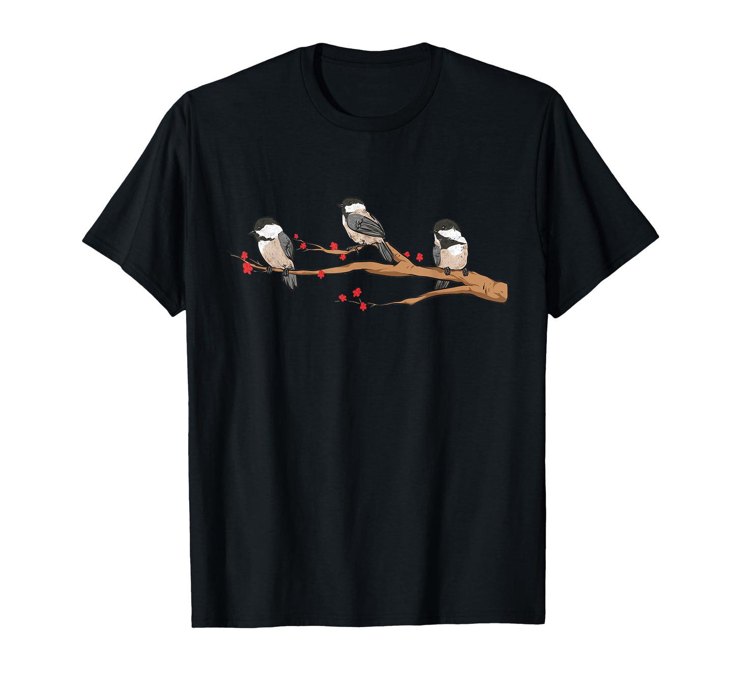 Chickadee Bird Chickadees On Branch Birding T-Shirt