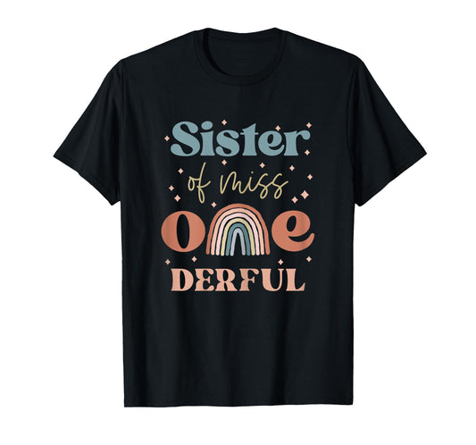 Sister of Miss Onederful Boho Rainbow First Birthday T-Shirt