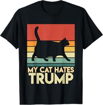 My Cat Hates Trump Funny Chonk Cat Trump Mug Shot Men Women T-Shirt