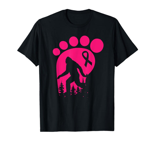 Bigfoot Pink Ribbon Breast Cancer Awareness Cool Sasquatch T-Shirt