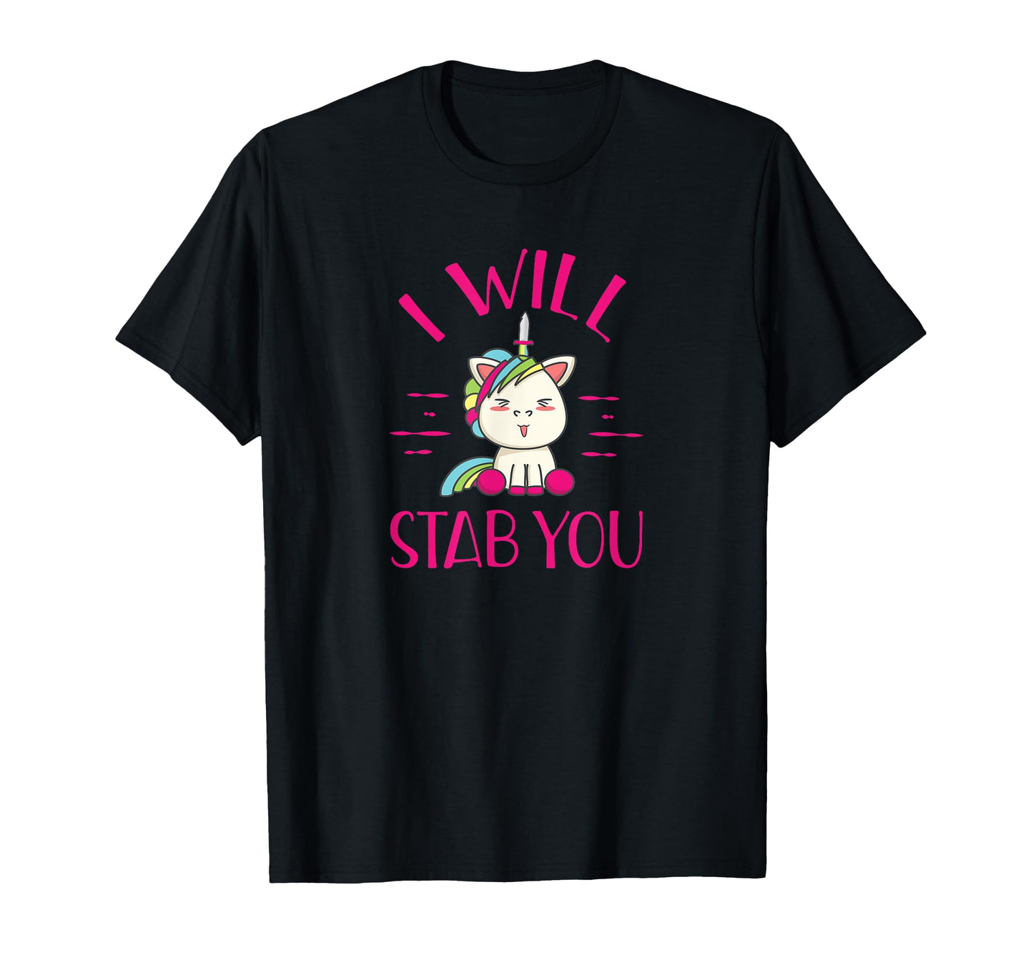 Evil Unicorn I Will Stab You Funny Novelty Rainbow T Shirt T-Shirt