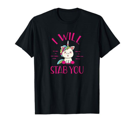 Evil Unicorn I Will Stab You Funny Novelty Rainbow T Shirt T-Shirt