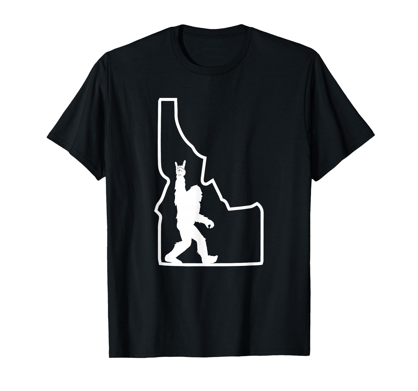 Bigfoot Rock and Roll Silhouette State of Idaho Sasquatch T-Shirt