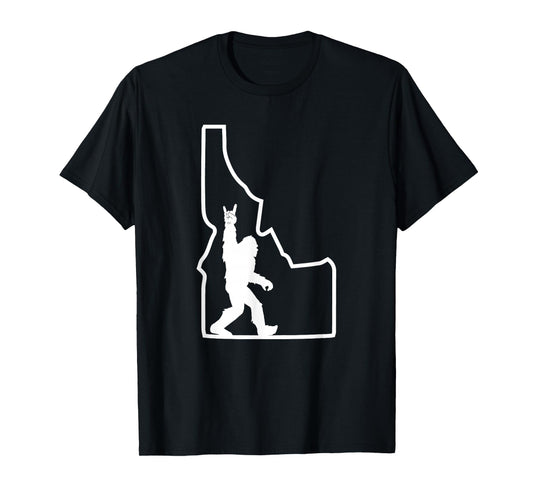 Bigfoot Rock and Roll Silhouette State of Idaho Sasquatch T-Shirt