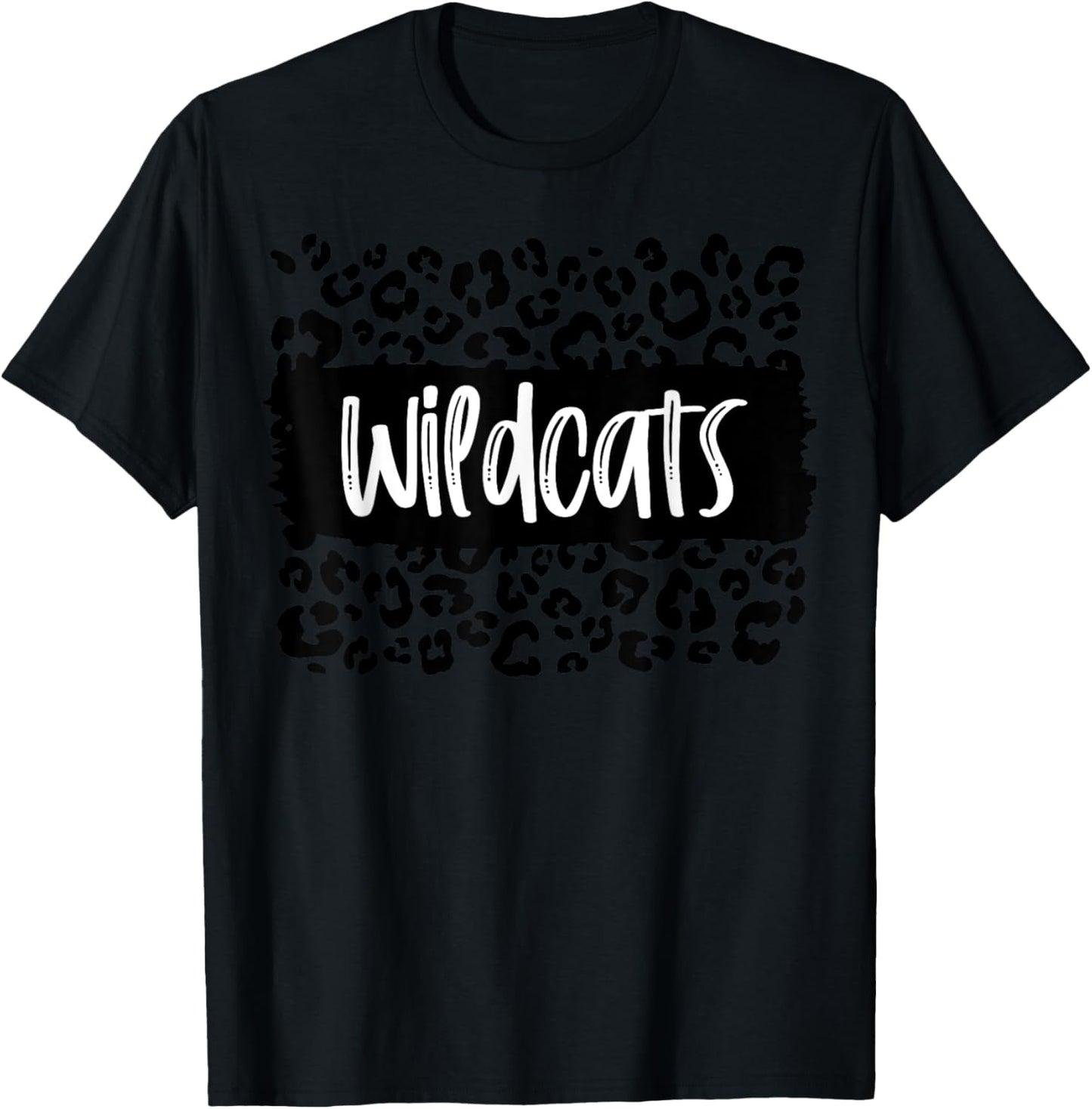 Wildcats Team Mascot School Spirit Game Night Leopard Print T-Shirt