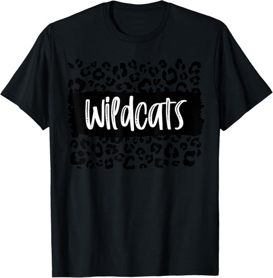 Wildcats Team Mascot School Spirit Game Night Leopard Print T-Shirt