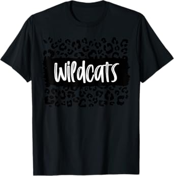Wildcats Team Mascot School Spirit Game Night Leopard Print T-Shirt