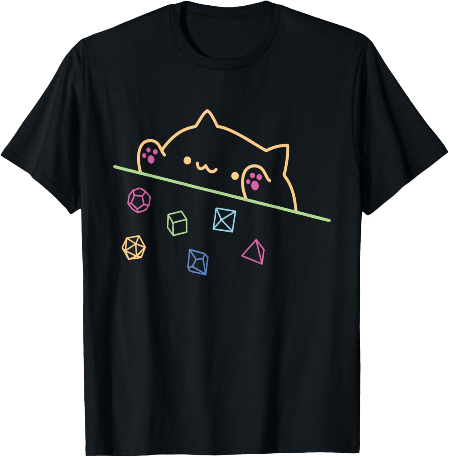 Neon Dice Cat Colorfull Paw Animal Cute Cat Funny Neon T-Shirt