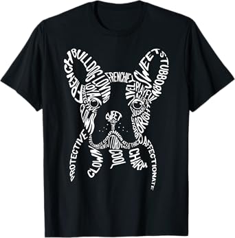 French Bulldog Typography T shirt Word Art Frenchie Dog Gift T-Shirt for Men Women Girls Kids