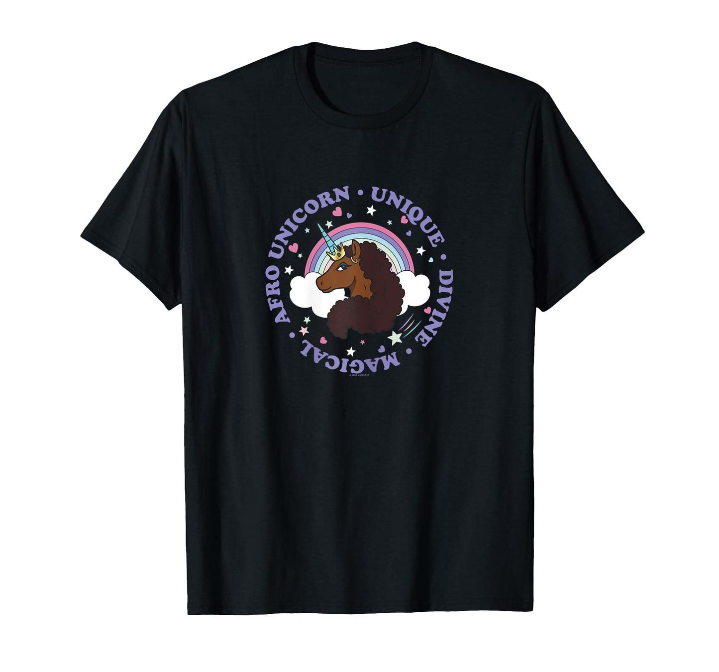 Afro Unicorn Unique Divine Magical Unique Cute Portrait T-Shirt