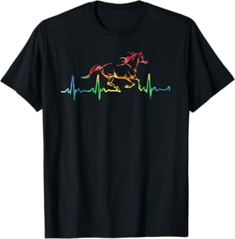 Horse Heartbeat Watercolor Horse Lovers Gift T-Shirt