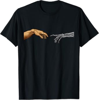 Michelangelo Creation Of Adam Hands Cyborg Robotics Funny AI T-Shirt