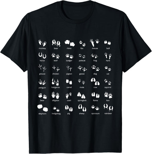 Animal Tracks Footprints Paws Nature Explorer Animals Lover T-Shirt