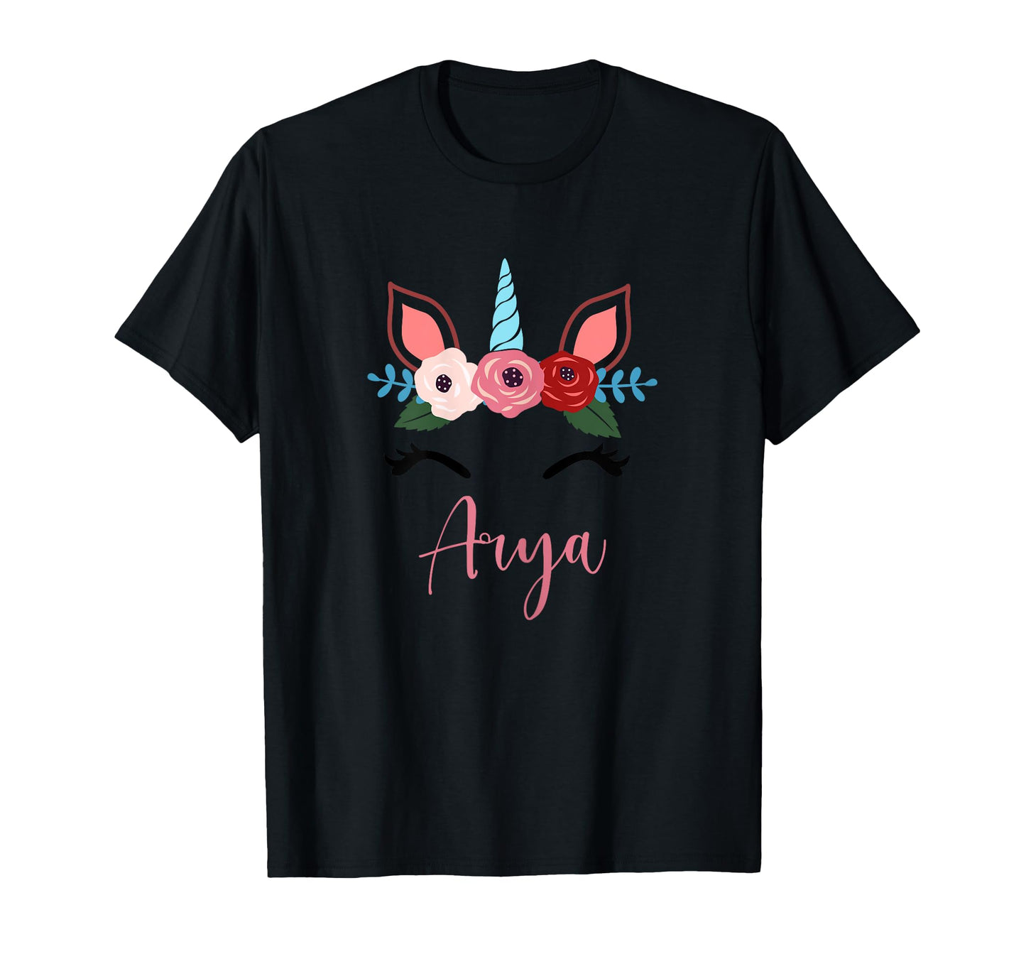 Cute Arya Magical Floral Unicorn For Girls T-Shirt