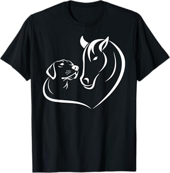 Horse and Dog Women and Men Motif Horse Dog Lover T-Shirt T-Shirt