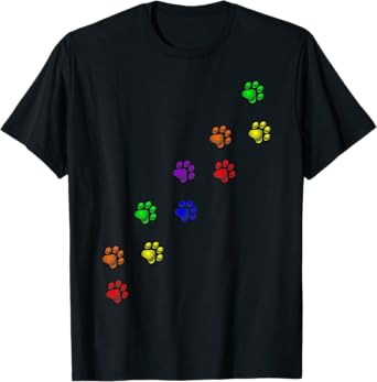 Rainbow Paw Prints Gay Pride Pet Dog Cat Owner Lover Men Women T-Shirt