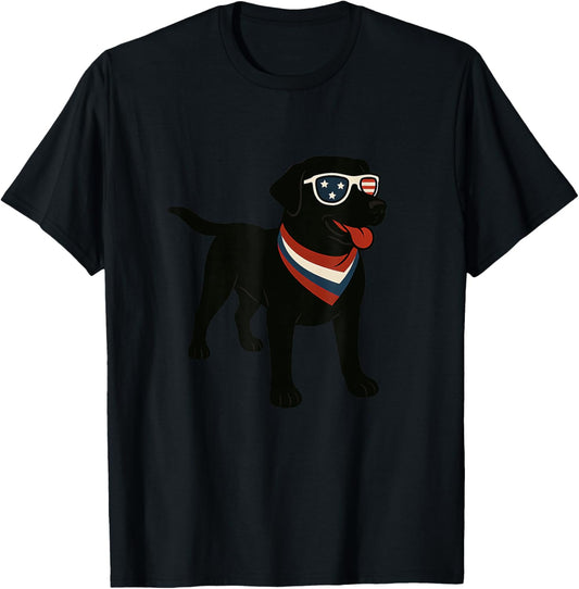 USA flag 4th Of July Patriotic American black cute lab T-Shirt