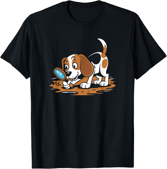 Beagle Explorer | Sniffing Dog Cartoon - Curious T-Shirt