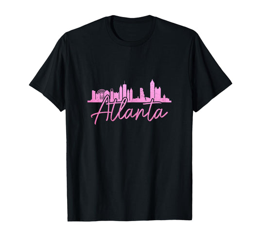 Atlanta Skyline Georgia Vintage Pride ATL 404 Pink T-Shirt